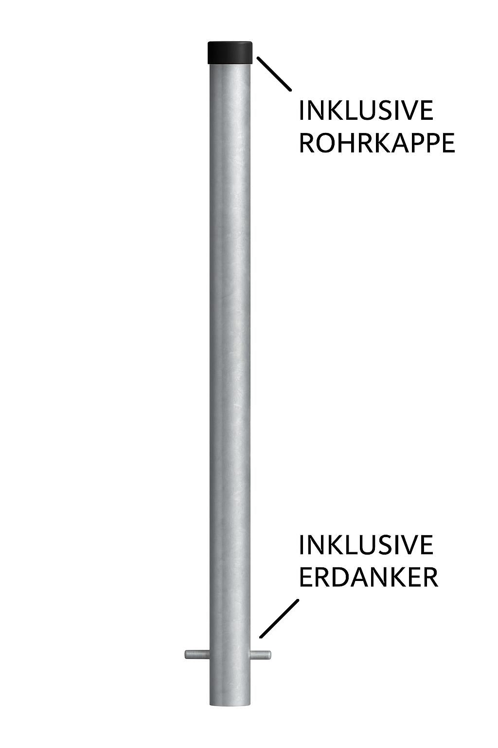 Schilderpfosten Rohr – Durchmesser 60mm Aluminium