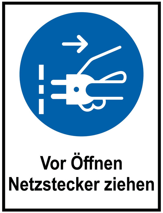 Vor Öffnen Netzstecker ziehen